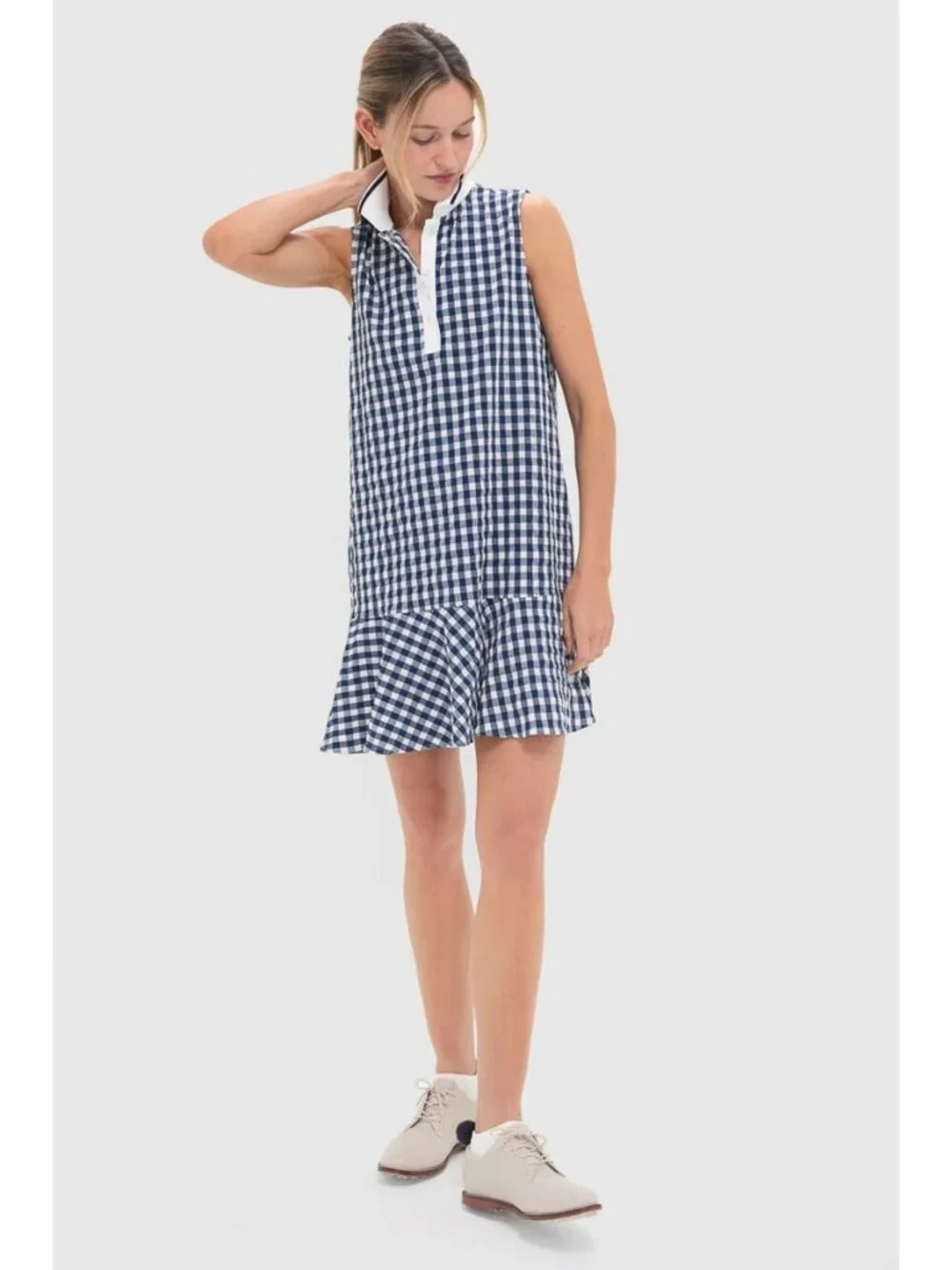 Tuckernuck Tnuck Sport Sleeveless Performance Seersucker May Golf Dress in Navy - Picture 10 of 13